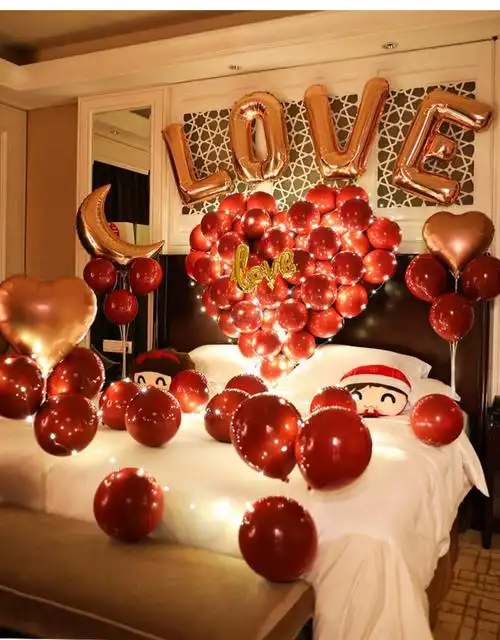 2021新款结婚气球婚房布置创意浪漫结婚新房装饰女方卧室气球套装婚庆