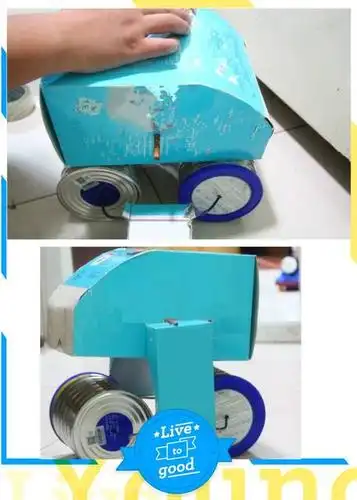 奶粉罐变身小汽车