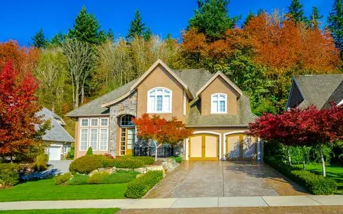 秋天,房子,别墅,树木