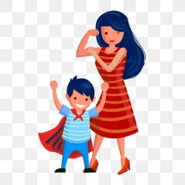 坚强的妈妈和可爱的男孩在向量中的快乐育儿, 幸福家庭, 家庭, 妈妈