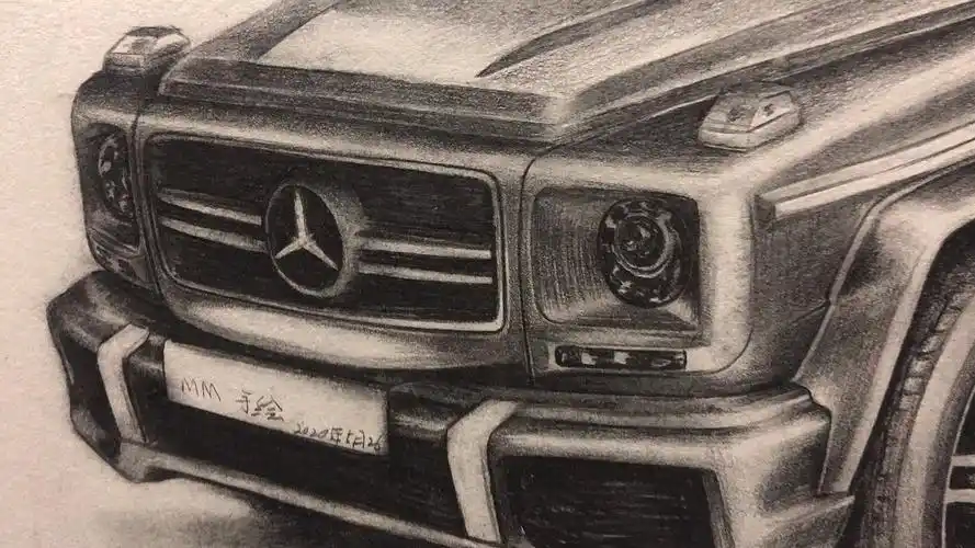 我要上热门#手绘汽车素描系列——奔驰大gm级