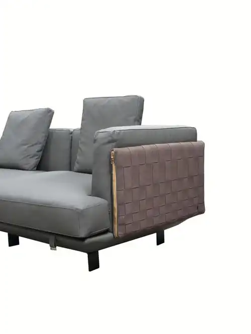 意式极简编织沙发细节高清直拍家具工厂