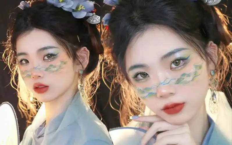 只此青绿,千里江山图灵感妆容,国风创意妆容_哔哩哔哩_bilibili