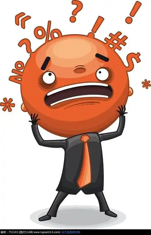 烦恼的橙色大头男子卡通人物图片