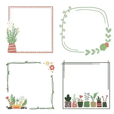 手绘卡通手帐边框卡通植物创意边框png素材