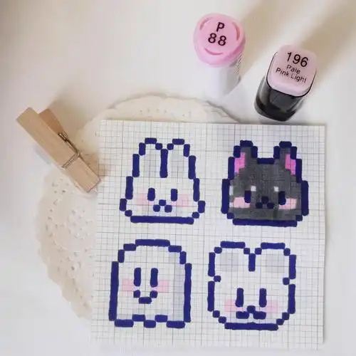 像素画临摹966166可爱四宫格