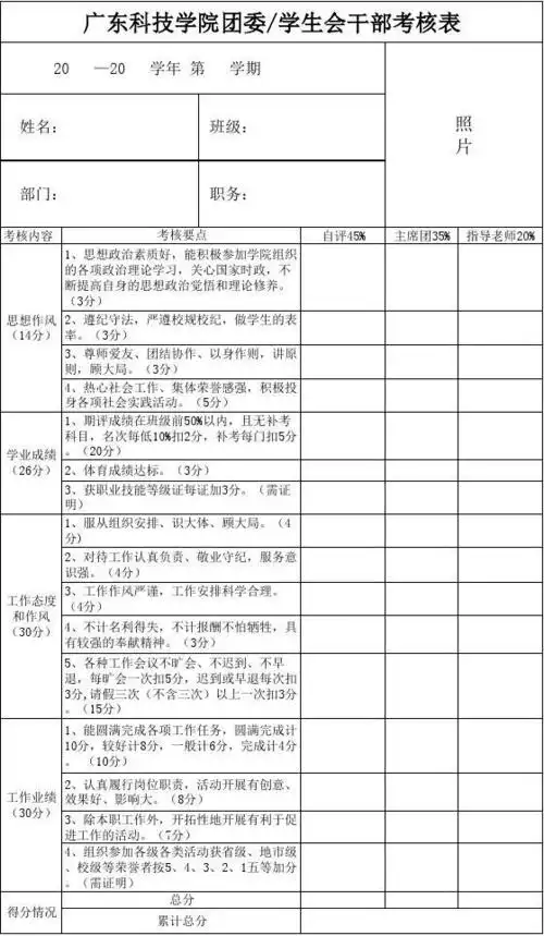 学生会干部考核表_word文档在线阅读与下载_免费文档