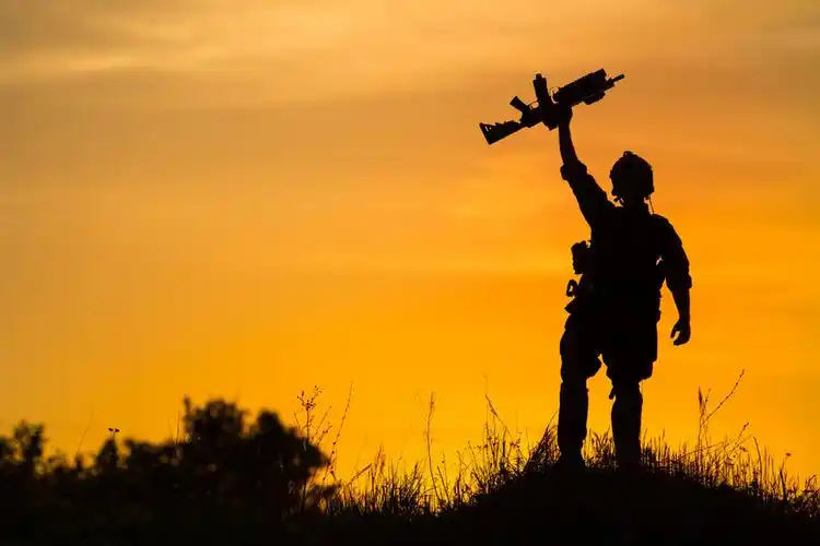 举枪胜利的大兵