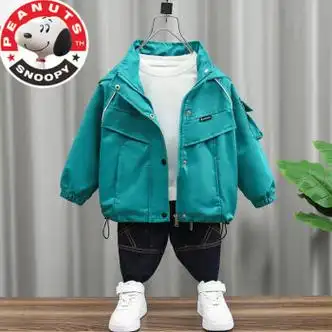 史努比童装男童外套春秋款夹克儿童风衣休闲春装中小童男孩衣服连帽
