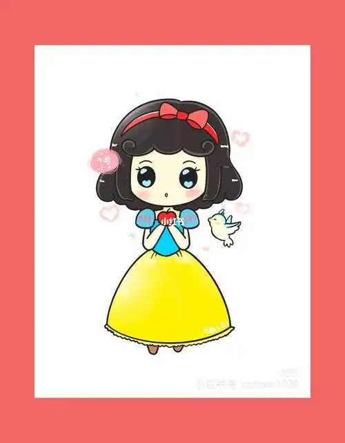 卡通简笔画公主漂亮彩色6