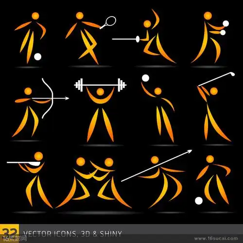 黄色运动项目抽象人形图案矢量素材