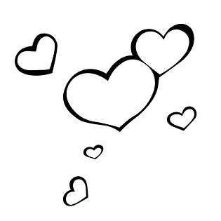 手绘黑白线条爱心素材
