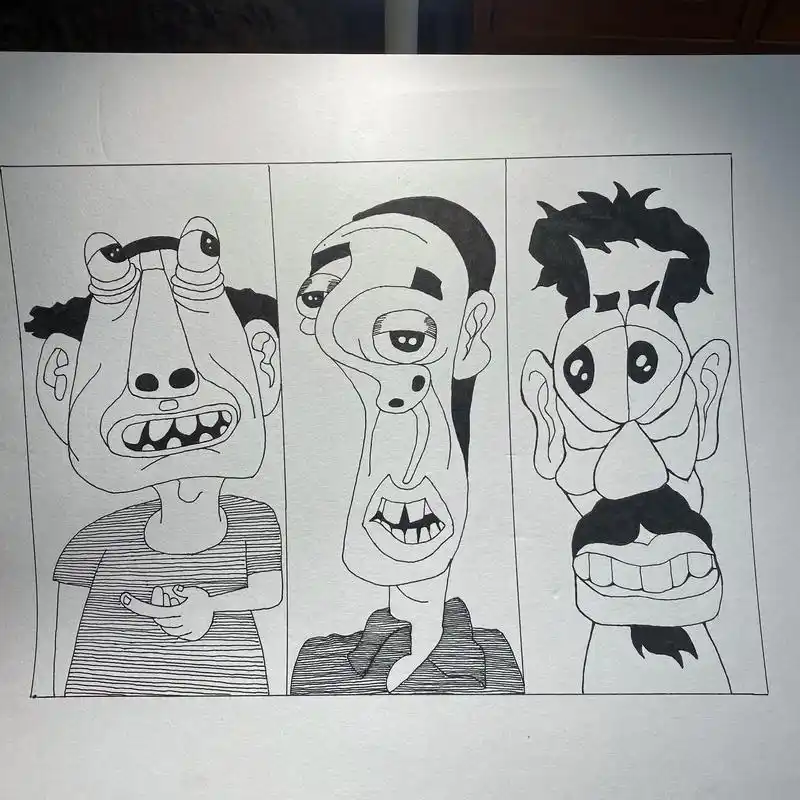 抽象人物线描控笔练习|day15.#黑白线描画 #带你走进画 - 抖音