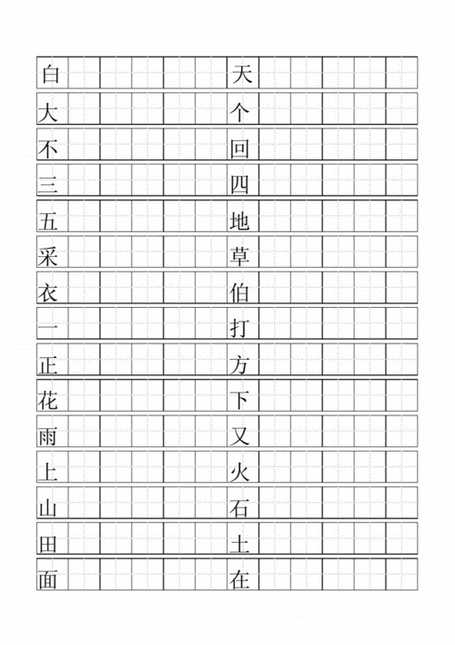 一年级的上写字表标准田字格模板.docx 10页