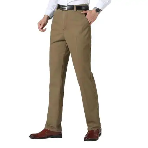 休闲裤宽松中年男裤裤子夏季薄款免烫西裤纯棉休闲裤