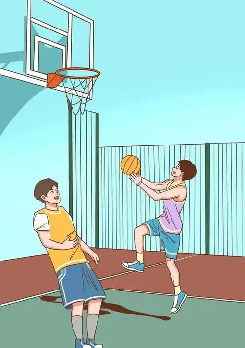 两个男孩在打篮球