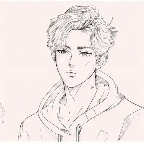 手绘男生卷发头像帅气