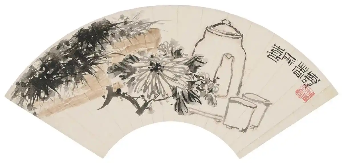 美团美扇,潘天寿扇面团扇作品赏析