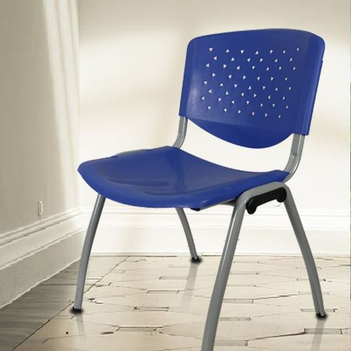 塑料靠背椅办公椅胶凳堆叠洽谈椅会议椅宿舍培训椅子三角孔无扶手