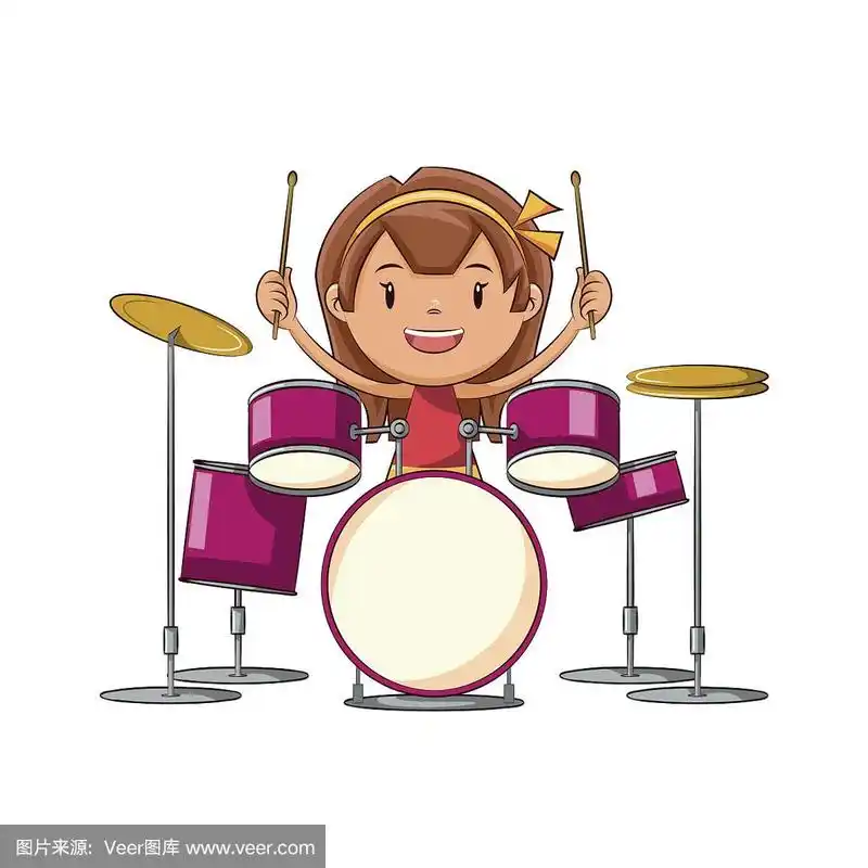 女孩,进行中,鼓手,爵士鼓,鼓槌