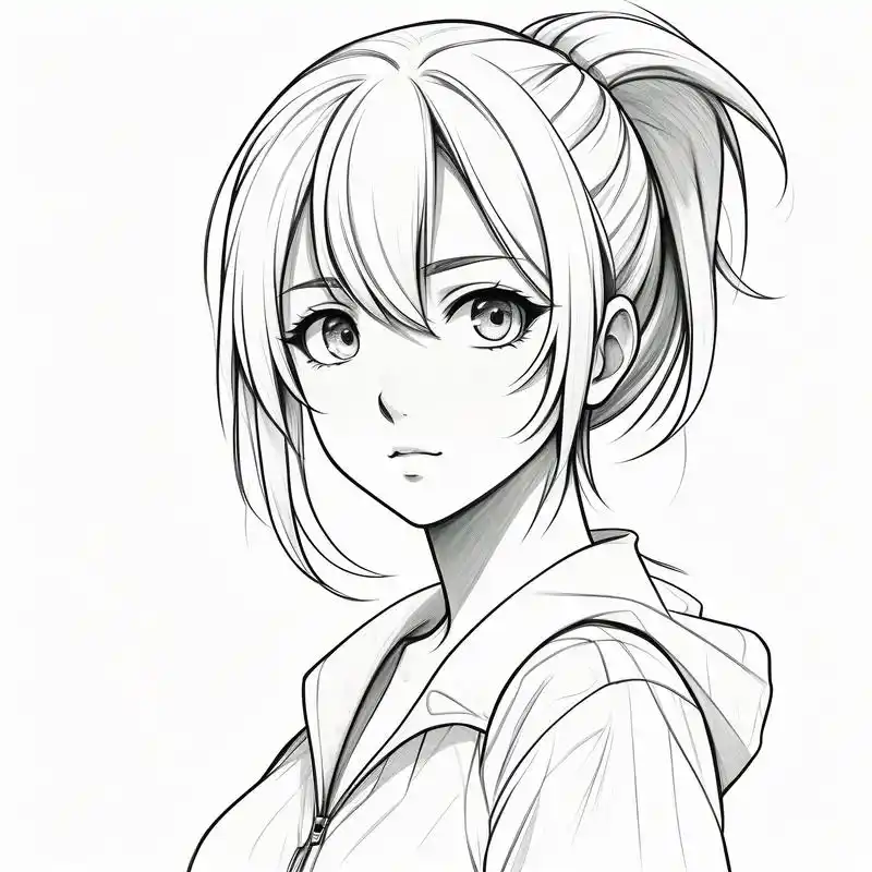 动漫风女生黑白素描头像96 今天给大家带来一组动漫风格的女生黑白