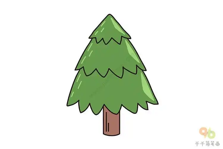 柏树简笔画柏树简笔画图片教程-儿童简笔画大全柏树的简笔画要有颜色