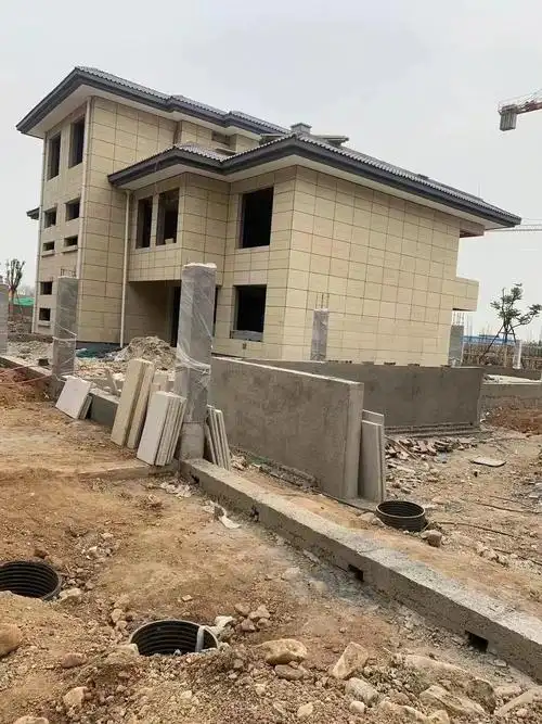 黄金麻  #地铺石  #别墅装修  #外墙干挂  #别墅外墙干挂石材