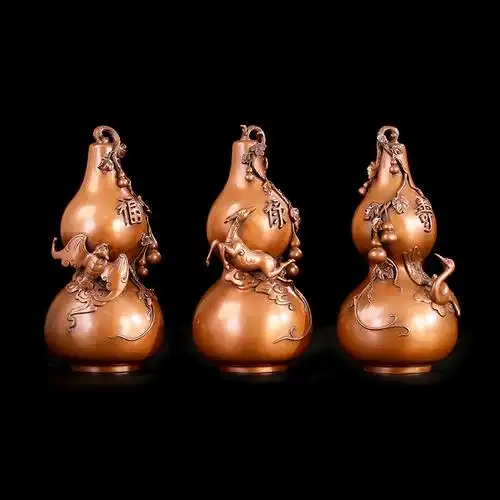 匠泽铜魂紫铜福禄寿葫芦摆件家居客厅办公室工艺品摆件