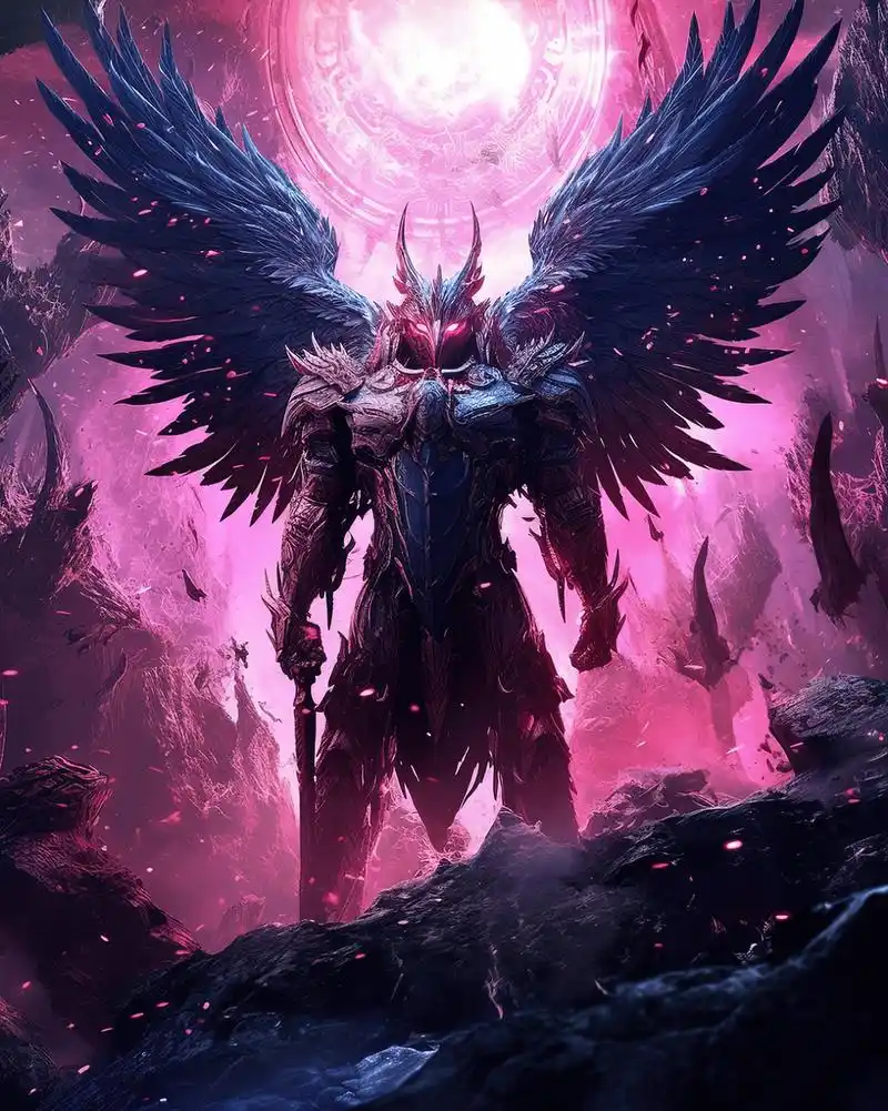 粉色的恶魔,带翅膀的幽灵,恐怖图!#ai绘画