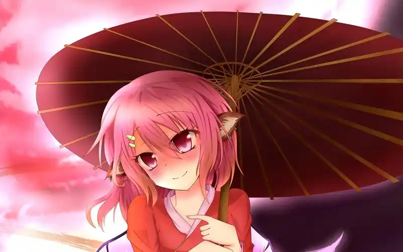 壁纸 粉红色的头发动漫女孩,小精灵,伞