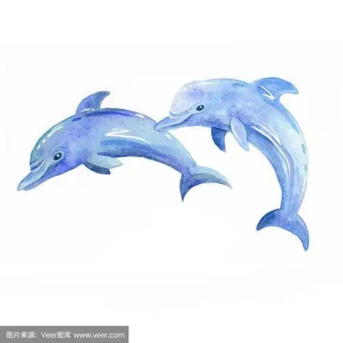 海豚水彩光栅.