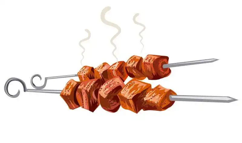 创意矢量卡通美味烤肉串插图