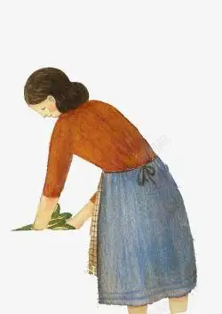 做爱彩铅洗菜的妈妈背影高清图片