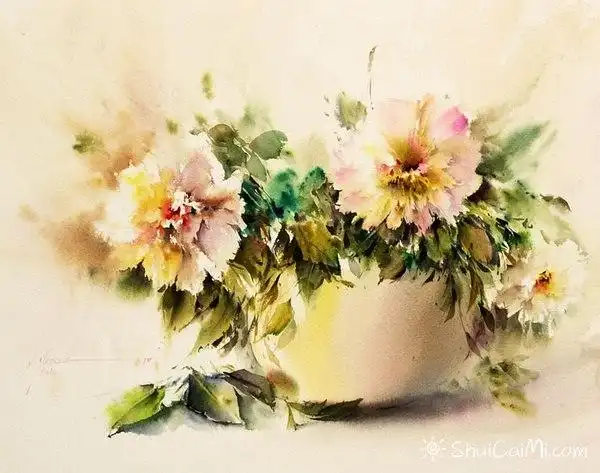 mohammad yazdchi的唯美静物花卉水彩手绘