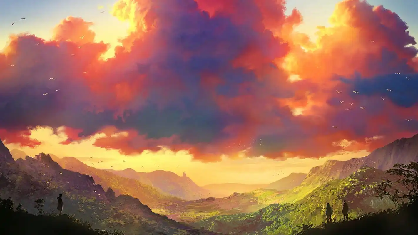 唯美治愈动漫风景插画桌面壁纸