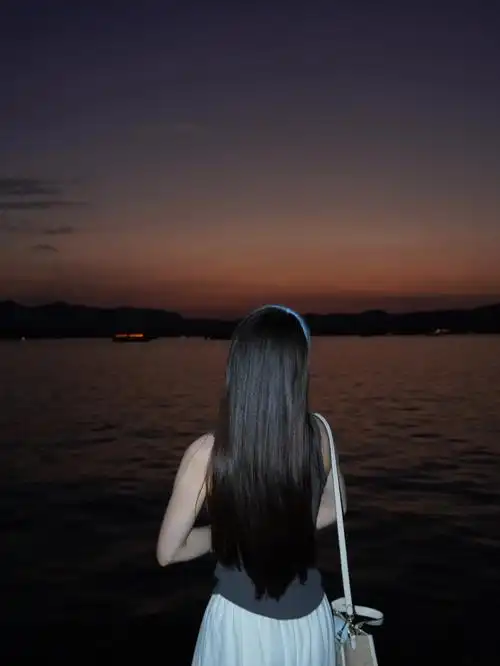 那个女孩 留着长长的头发#落日晚霞 #背影