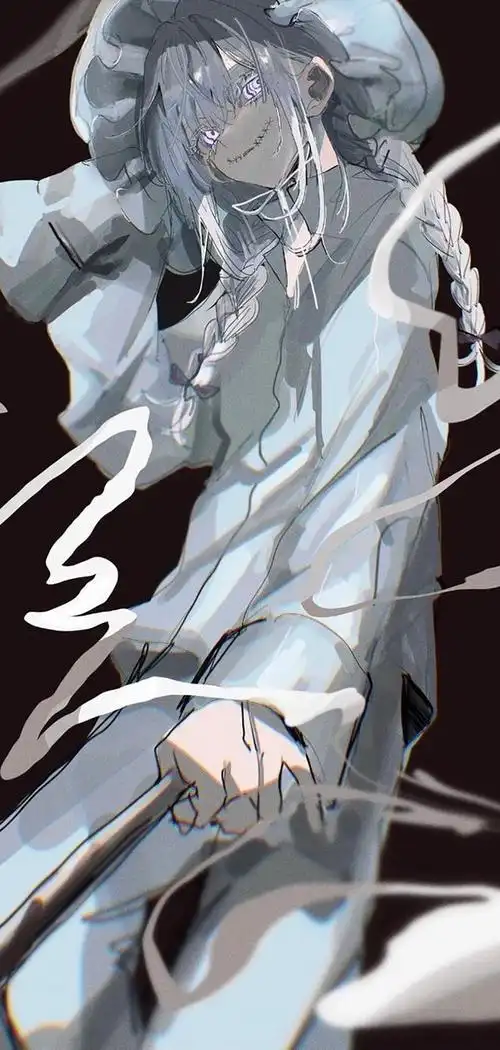 充满压抑感的二次元人物插画,人物带了阴郁病娇的魅惑特质