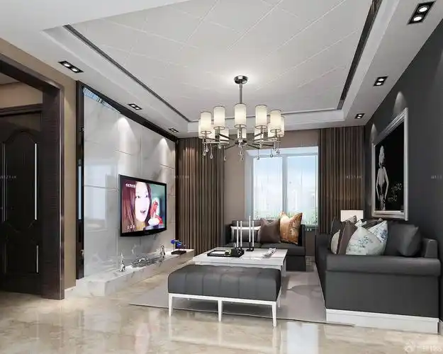 8090平方小户型瓷砖电视墙装修效果图片