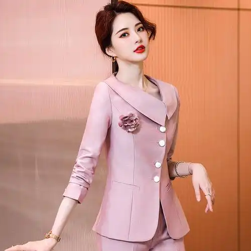 时髦名媛洋气减龄时尚套装女西装两件套高端小香风春秋职业气质白