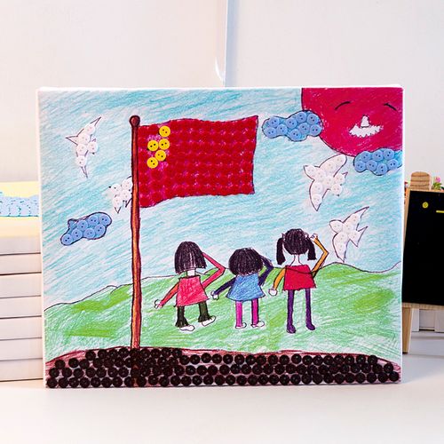 爱祖国妈妈手工作品材料包纽扣画粘贴制作学生幼儿园儿童亲子活动