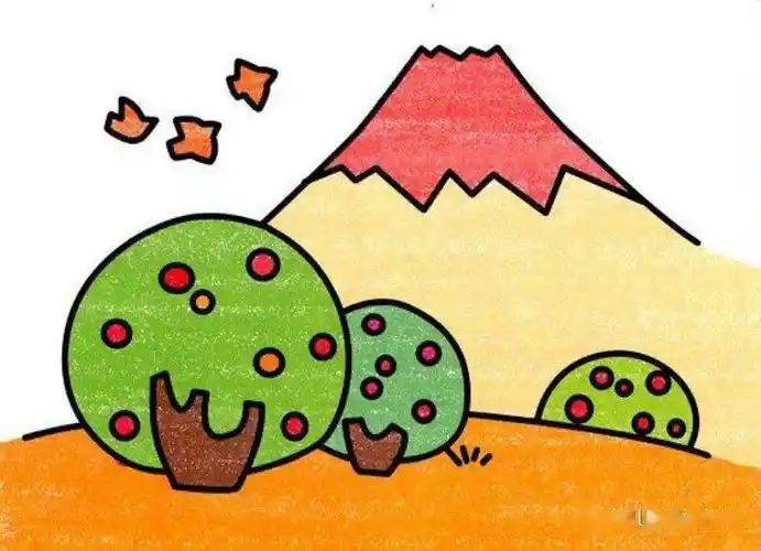 儿童简笔画色彩风景图