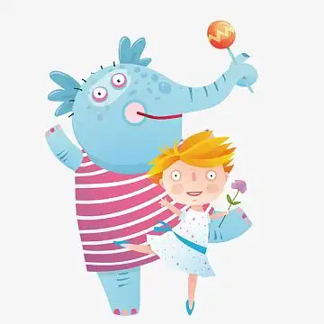 淡色卡通人物和动物