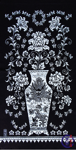 苗族手工蜡染画壁画 蜡染门帘 龙纹吉祥图案富贵图 90*170cm