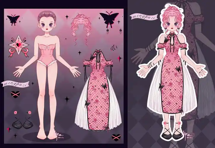 依然很爱玩小时侯最喜欢玩的小贴纸近期画了好多人物换装的贴纸画关注