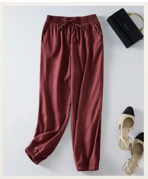 灯笼裤女裤收脚裤女夏季灯笼裤醋酸缎面垂感束脚薄款夏季宽松仿冰丝