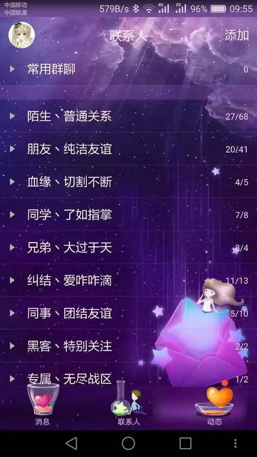 你好,帮我找个qq分组名称,要有女朋友和家人的和朋友同学和网友的!