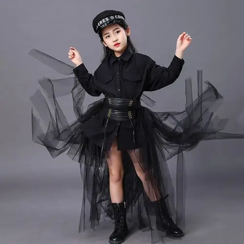 女童酷帅西装台走秀潮儿童模特比赛服时尚演出服儿童演出服