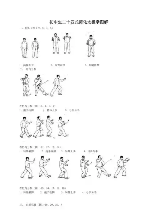 中学生24式简化太极拳图解