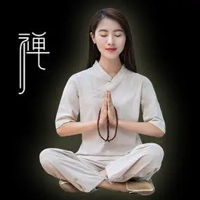 寺庙居士服女佛系大码棉麻套装中式茶服女禅意打坐禅修拜佛修行服