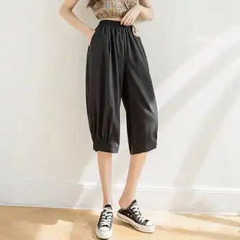 初高中女生七分裤女夏宽松学生过膝短裤薄款外穿季韩版1大童13少孩15